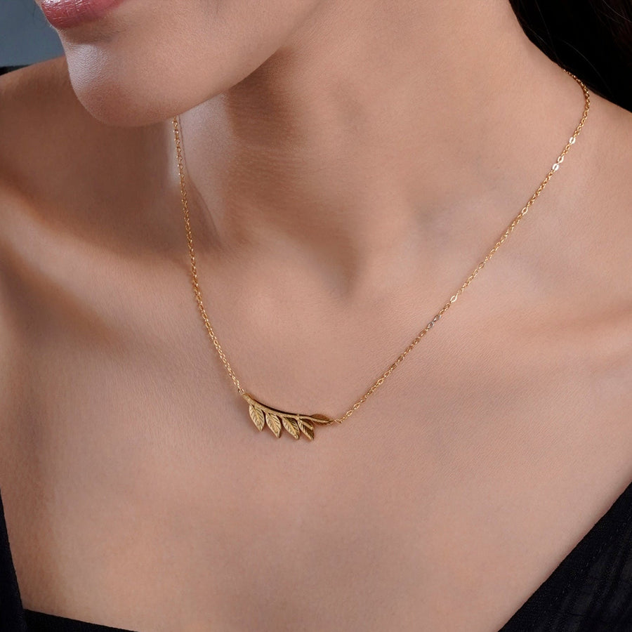 Shalakha Leaf 18K Gold Plated Necklace