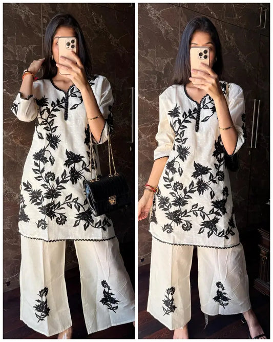 Premium Embroidery Kora Cotton Coord