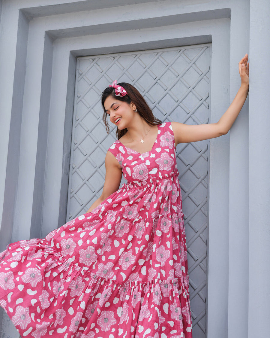 Blush Bloom Tiered Maxi Dress