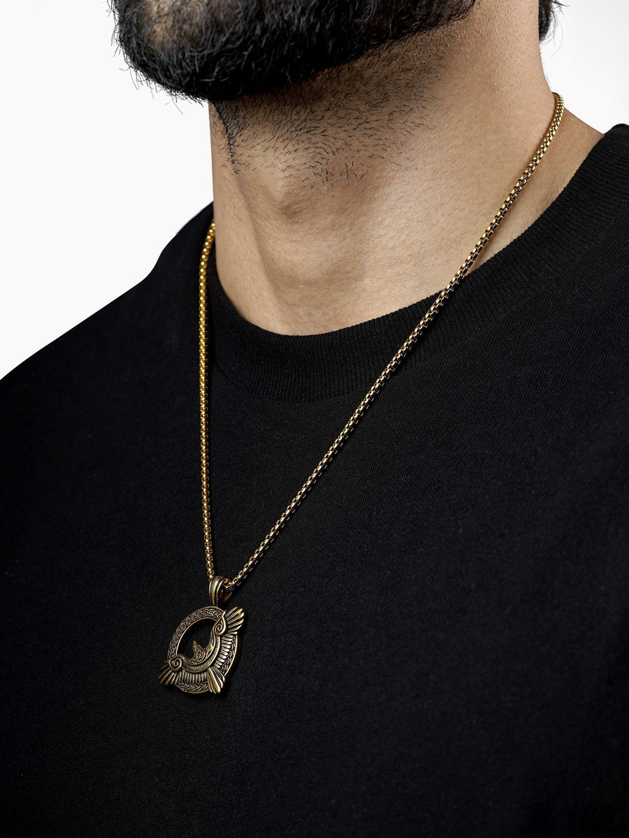 Froro Eagle 18K Gold Plated Men's Chain Pendant