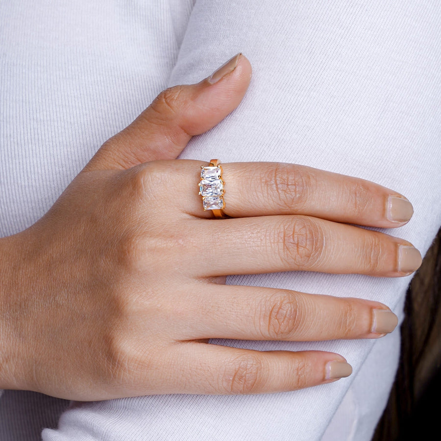 Amulya Solitaire 18K Gold Plated Ring