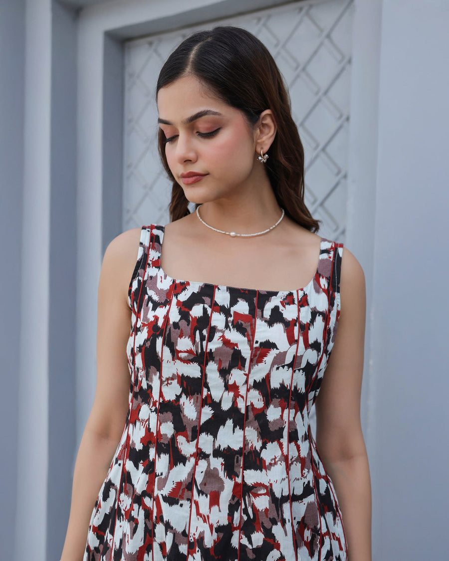 Monochrome Muse Tiered Maxi Dress