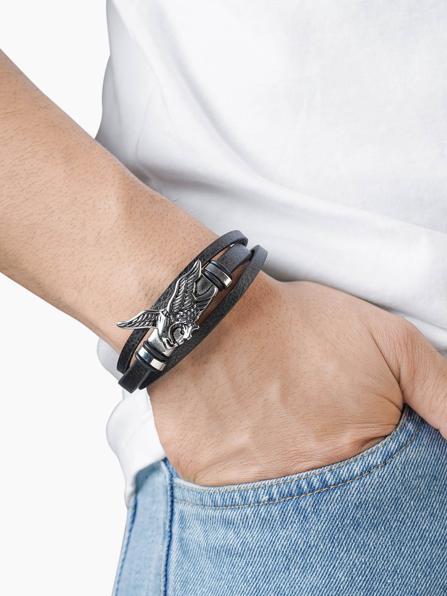 Falwn Men's Leather Bracelet