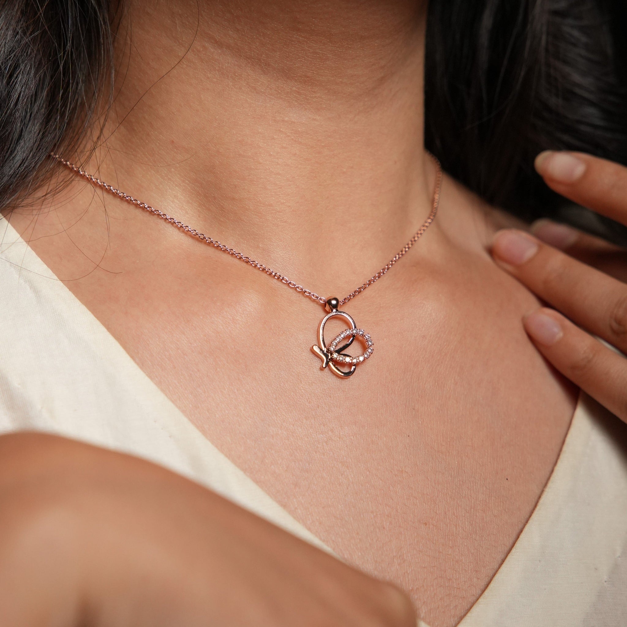 Volar Butterfly Rosegold Plated Necklace