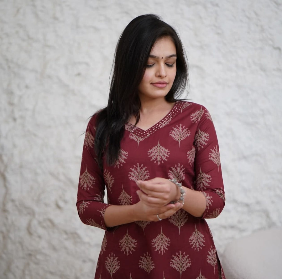 Pure fine Cotton fabric &Kurti with Pant with cotton * (WACD06)