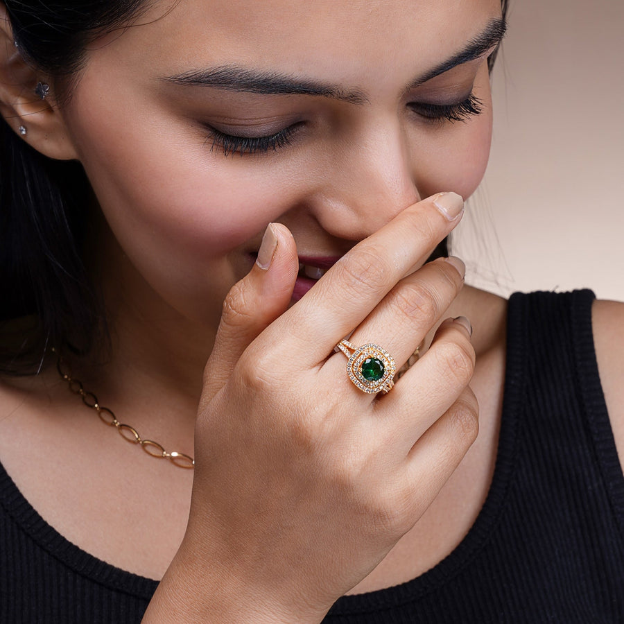 Vashti Emarald 18K Gold Plated Ring